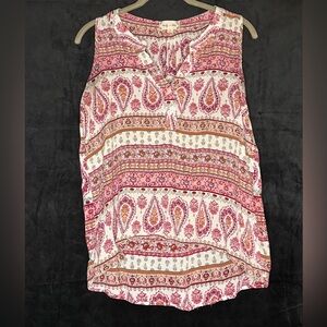 Bailey + Chloe Pink and White Paisley Blouse